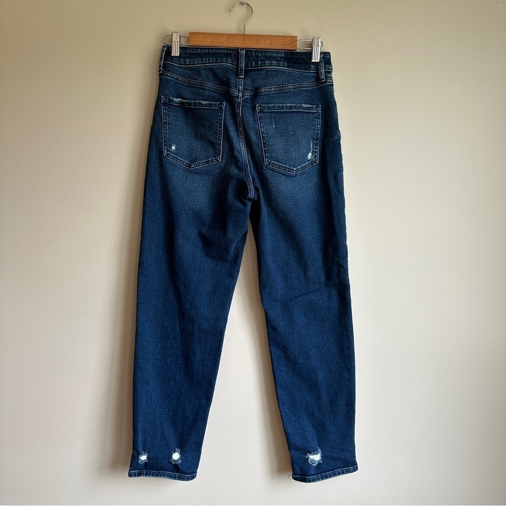 Express Boyfriend Mid Rise  Button Front Distressed Jeans 2 - Picture 5 of 12